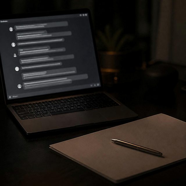 A paper CV dissolving into a glowing cluster of chat bubbles